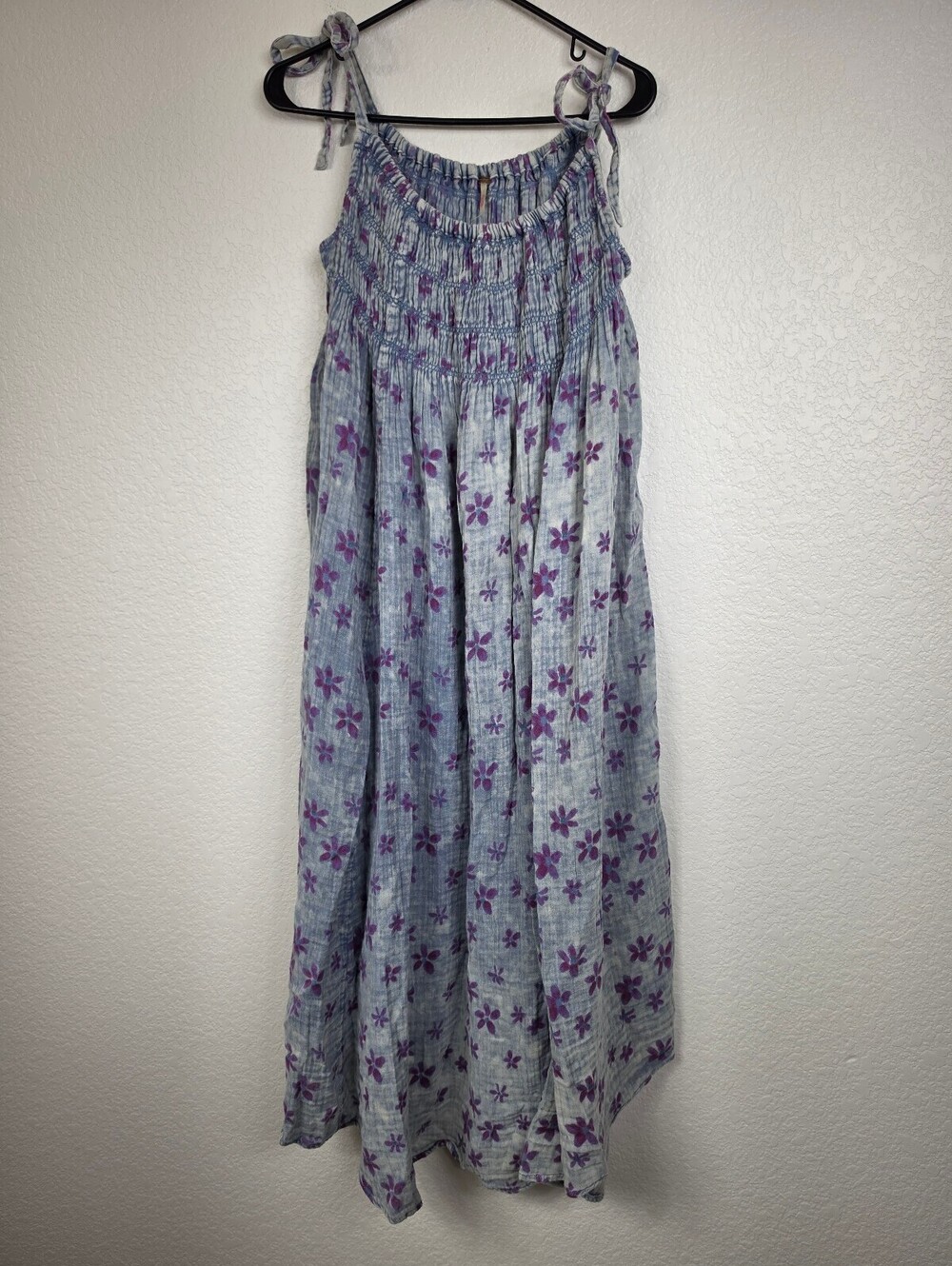 Free People Blue Floral Cotton Maxi Dress